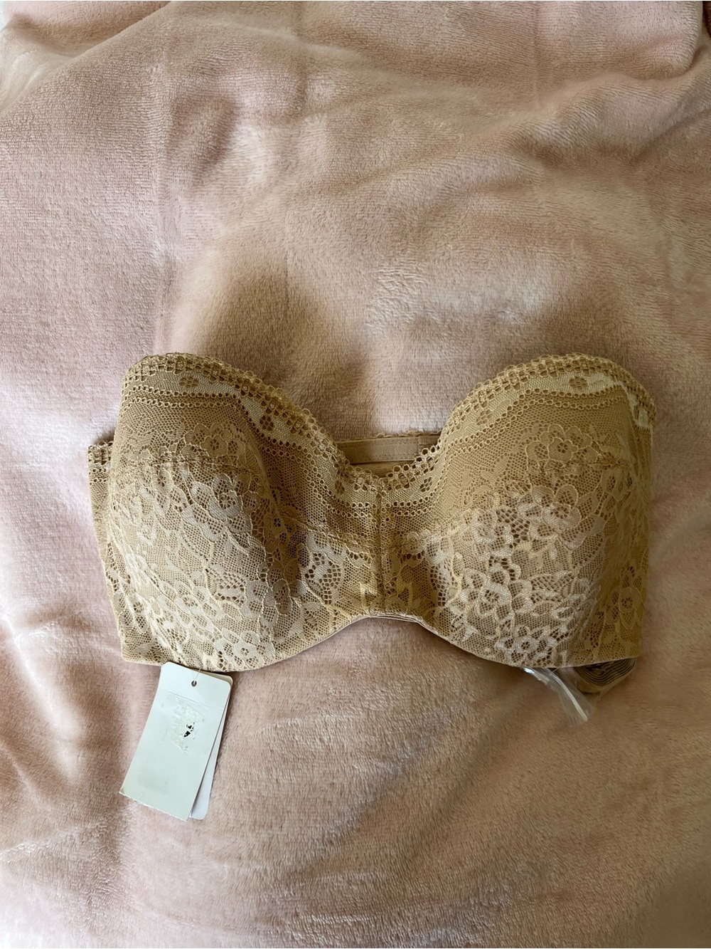 Strapless Lace Bandeau Bra - Nude